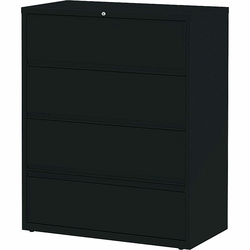 Lorell Fortress Series Lateral File 42" Width x 18.6" Depth x 52.5" Height - 4 x Drawer(s) for File - Letter, A4, Legal - Leveling Glide, Heavy Duty, Recessed Handle, Ball-bearing Suspension, Interlocking - Black - Metal - Recycled - 1 Each (LLR43515)