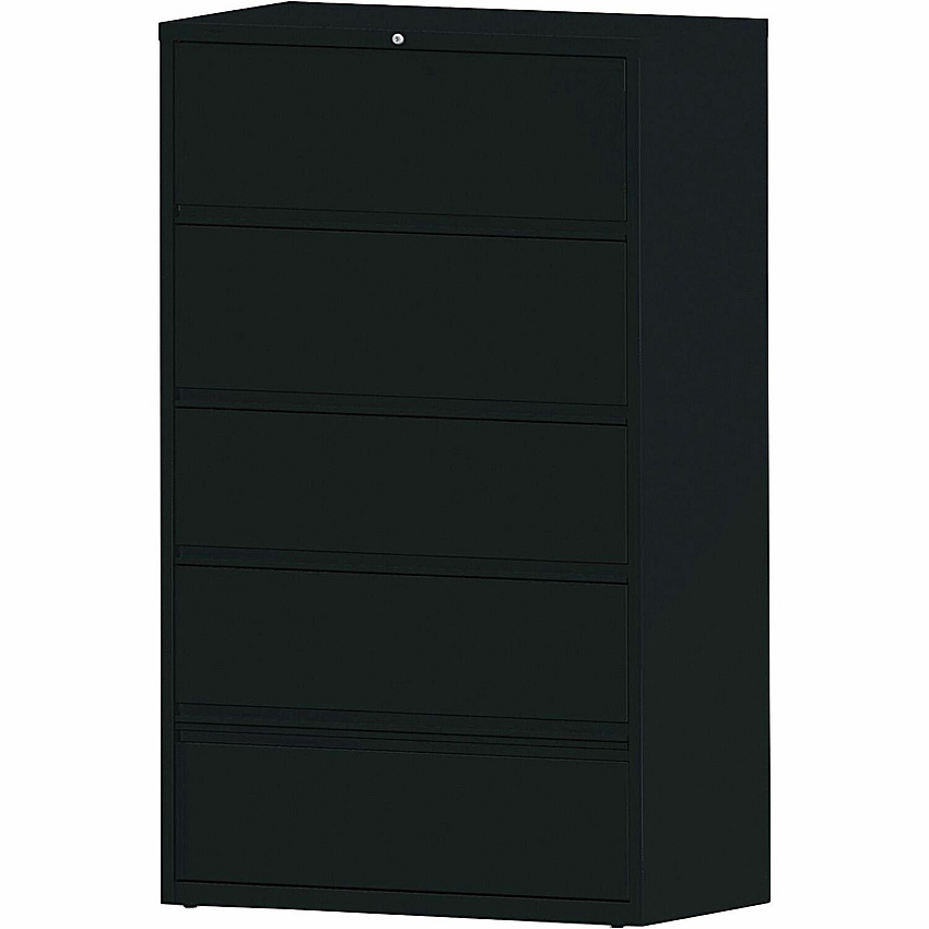 Lorell Fortress Series Lateral File 42" Width x 18.6" Depth x 68.8" Height - 5 x Drawer(s) for File - Letter, A4, Legal - Interlocking, Heavy Duty, Ball-bearing Suspension, Leveling Glide, Recessed Handle - Black - Steel - Recycled - 1 Each (LLR43517)