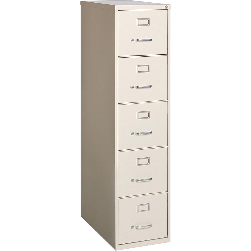Lorell Fortress Series 26-1/2" Commercial-Grade Vertical File Cabinet 15" Width x 26.5" Depth x 61" Height - 5 x Drawer(s) for File - Letter - Vertical - Ball-bearing Suspension, Heavy Duty, Security Lock - Putty - Steel - Recycled - 1 Each (LLR48497)