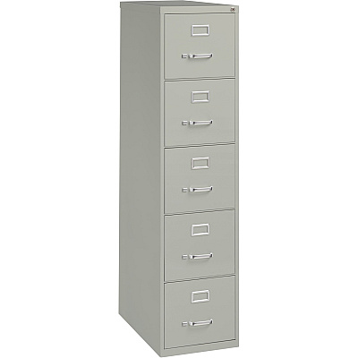 Lorell Fortress Series 26-1/2" Commercial-Grade Vertical File Cabinet 15" Width x 26.5" Depth x 61.6" Height - 5 x Drawer(s) for File - Letter - Vertical - Security Lock, Ball-bearing Suspension, Heavy Duty - Light Gray - Steel - Recycled - 1 E (LLR48499)