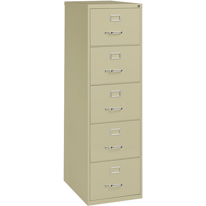 Lorell Fortress Series 26-1/2" Commercial-Grade Vertical File Cabinet 18" Width x 26.5" Depth x 61" Height - 5 x Drawer(s) for File - Legal - Vertical - Ball-bearing Suspension, Security Lock, Heavy Duty - Putty - Steel - Recycled - 1 Each (LLR48500)