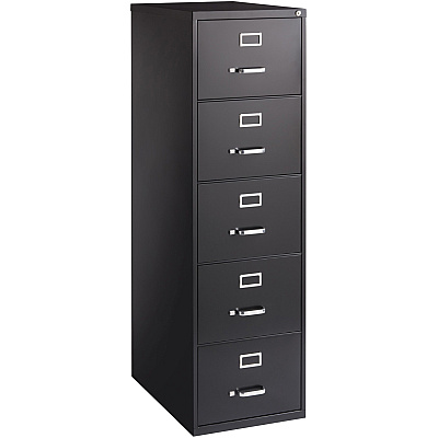 Lorell Fortress Series 26-1/2" Commercial-Grade Vertical File Cabinet 18" Width x 26.5" Depth x 61" Height - 5 x Drawer(s) for File - Legal - Vertical - Heavy Duty, Security Lock, Ball-bearing Suspension - Black - Steel - Recycled - 1 Each (LLR48501)