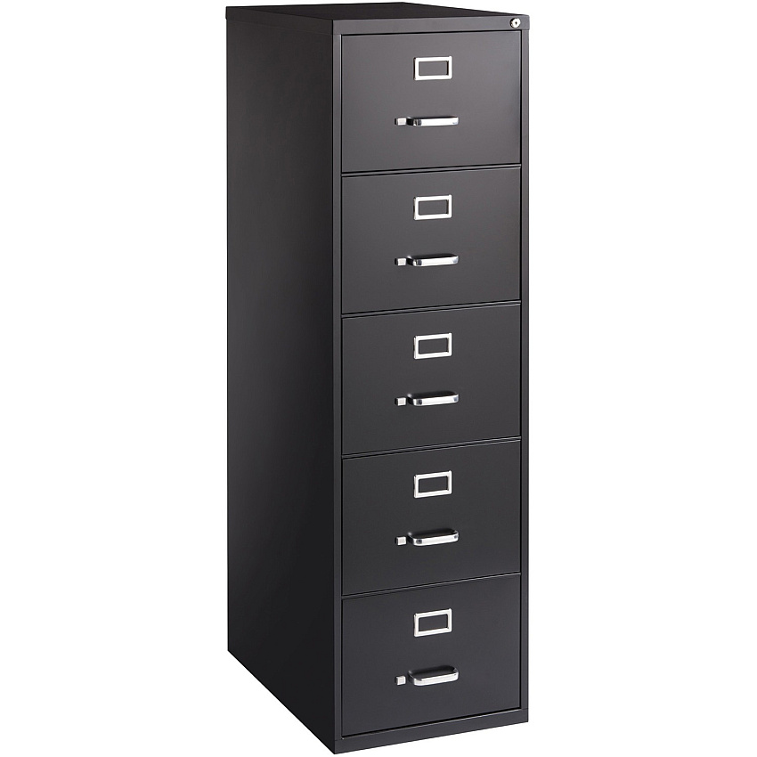 Lorell Fortress Series 26-1/2" Commercial-Grade Vertical File Cabinet 18" Width x 26.5" Depth x 61" Height - 5 x Drawer(s) for File - Legal - Vertical - Heavy Duty, Security Lock, Ball-bearing Suspension - Black - Steel - Recycled - 1 Each (LLR48501)