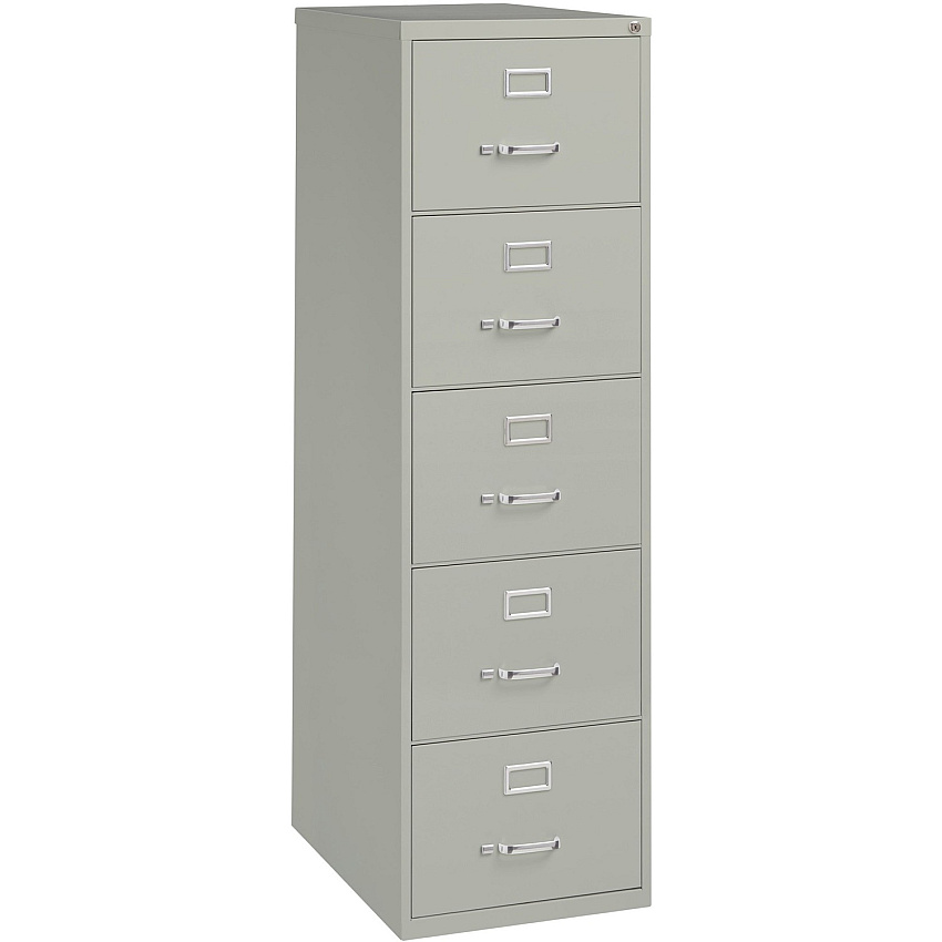 Lorell Fortress Series 26-1/2" Commercial-Grade Vertical File Cabinet 18" Width x 26.5" Depth x 61" Height - 5 x Drawer(s) for File - Legal - Vertical - Security Lock, Heavy Duty, Ball-bearing Suspension - Light Gray - Steel - Recycled - 1 Each (LLR48502)