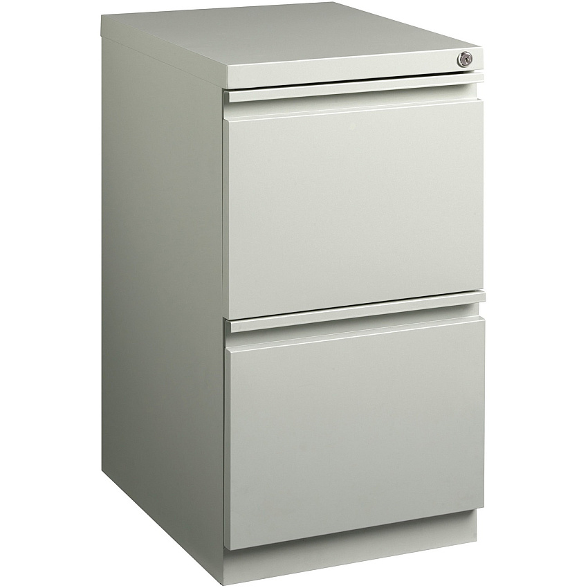 Lorell 20" File/File Mobile File Cabinet with Full-Width Pull 15" Width x 20" Depth x 27.7" Height - Letter - Ball-bearing Suspension, Recessed Handle, Security Lock - Light Gray - Steel - Recycled - 1 Each (LLR49525)