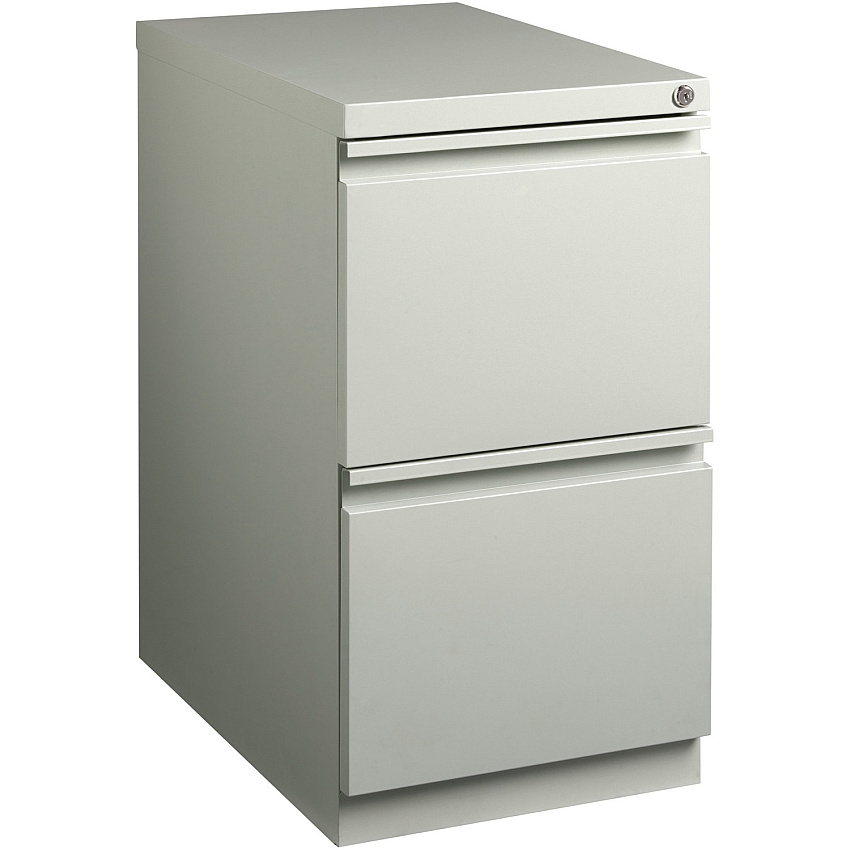 Lorell 23" File/File Mobile File Cabinet with Full-Width Pull 15" Width x 22.9" Depth x 27.7" Height - 2 x Drawer(s) for File - Letter - Vertical - Ball-bearing Suspension, Security Lock, Recessed Handle - Light Gray - Steel - Recycled - 1 Each (LLR49531)