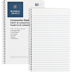 Business Source College Ruled Composition Books 80 Sheets - Wire Bound - 16 lb Basis Weight - 6" x 9 1/2" Sheet Size - White Paper - Stiff-back - 1 Each (BSN10966) Business Source College Ruled Composition Books 80 Sheets - Wire Bound - 16 lb Basis Weight - 6" x 9 1/2" Sheet Size - White Paper - Stiff-back - 1 Each (BSN10966)