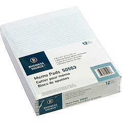 Business Source Glued Top Ruled Memo Pads - Letter 50 Sheets - Glue - Narrow Ruled Front Ruling - 16 lb Basis Weight - Letter - 8 1/2" x 11" Sheet Size - White Paper - 12 / Dozen (BSN50553) Business Source Glued Top Ruled Memo Pads - Letter 50 Sheets - Glue - Narrow Ruled Front Ruling - 16 lb Basis Weight - Letter - 8 1/2" x 11" Sheet Size - White Paper - 12 / Dozen (BSN50553)