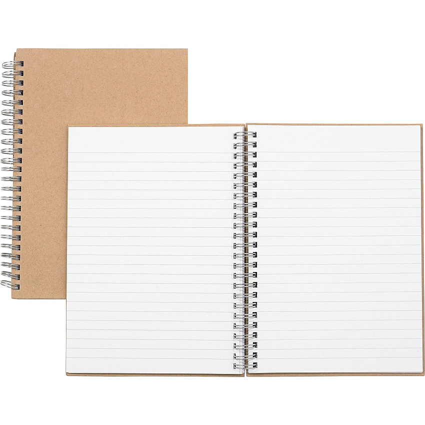 Nature Saver Hardcover Twin Wire Notebooks 80 Sheets - Wire Bound - 0.25" Ruled - Ruled Margin - 22 lb Basis Weight - 8 1/4" x 5 7/8" Sheet Size - Brown Kraft Cover - Hard Cover, Heavyweight, Micro Perforated - Recycled - 1 Each (20205)