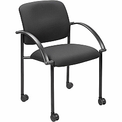 Lorell Upholstered Guest Chair with Arms Black Seat Color - Black Frame Color - Steel Frame Material - Four-legged Base - Black - Armrest - 2 / Carton (LLR65965)