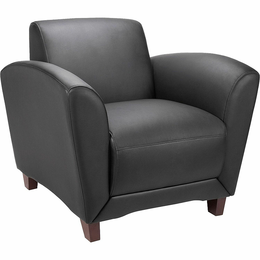 Lorell Accession Club Chair Black Seat Color - Leather Seat Material - Black Back Color - Leather Back Material - Four-legged Base - 1 Each (LLR68952)