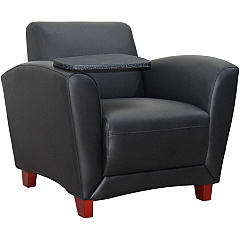 Lorell Accession Club Chair with Tablet Tray Black Seat Color - Leather Seat Material - Four-legged Base - 1 Each (LLR68953) Lorell Accession Club Chair with Tablet Tray Black Seat Color - Leather Seat Material - Four-legged Base - 1 Each (LLR68953)