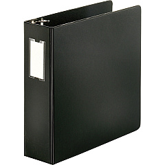 Business Source Slanted D-ring Binders 3" Binder Capacity - 3 Ring - Fastener: D-Ring - Pocket: 2, Internal - Chipboard, Polypropylene - Black - Refillable, Non-stick, Spine Label, Gap-free Ring, Non-glare, Heavy Duty, Open and Closed Triggers  (BSN33113)
