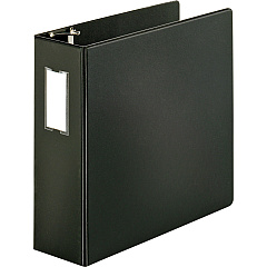 Business Source Slanted D-ring Binders 4" Binder Capacity - 3 Ring - Fastener: D-Ring - Pocket: 2, Internal - Chipboard, Polypropylene - Black - PVC-free, Non-stick, Spine Label, Gap-free Ring, Non-glare, Heavy Duty, Open and Closed Triggers -  (BSN33117)