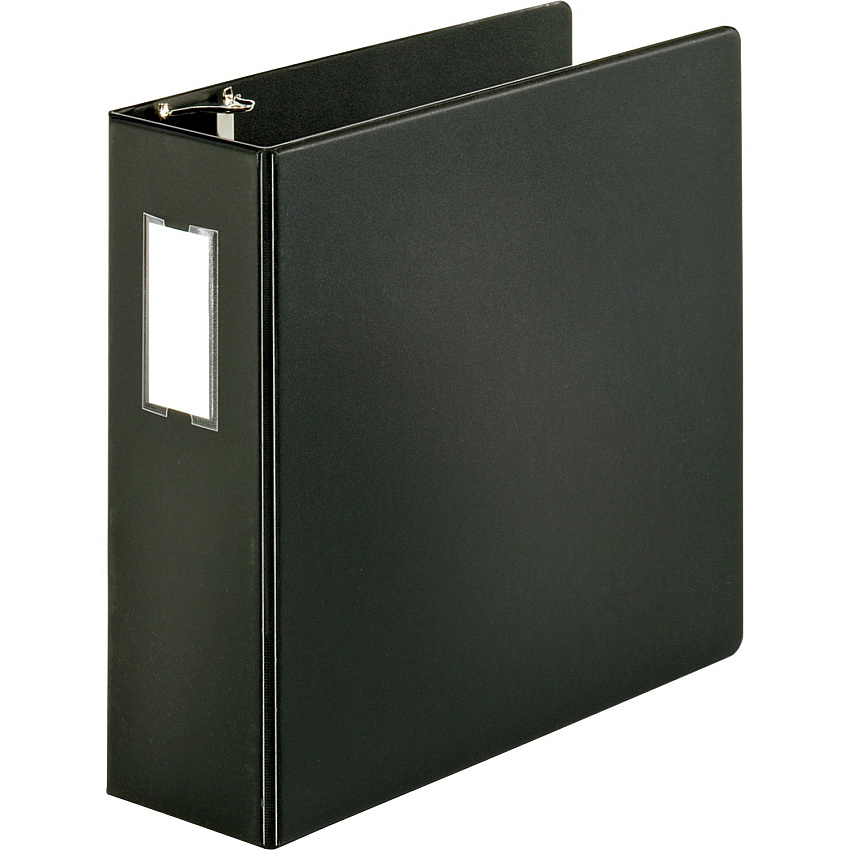 Business Source Slanted D-ring Binders 4" Binder Capacity - 3 Ring - Fastener: D-Ring - Pocket: 2, Internal - Chipboard, Polypropylene - Black - PVC-free, Non-stick, Spine Label, Gap-free Ring, Non-glare, Heavy Duty, Open and Closed Triggers -  (BSN33117)