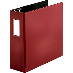 Business Source Slanted D-ring Binders 4" Binder Capacity - 3 Ring - Fastener: D-Ring - Pocket: 2, Internal - Chipboard, Polypropylene - Burgundy - PVC-free, Non-stick, Label Holder, Gap-free Ring, Non-glare, Heavy Duty, Open and Closed Trigger (BSN33118)