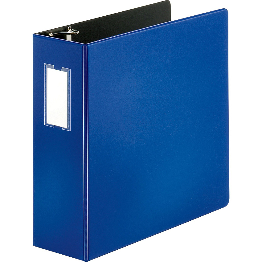 Business Source Slanted D-ring Binders 4" Binder Capacity - 3 Ring - Fastener: D-Ring - Pocket: 2, Internal - Chipboard, Polypropylene - Blue - PVC-free, Non-stick, Label Holder, Gap-free Ring, Non-glare, Heavy Duty, Open and Closed Triggers, D (BSN33119)