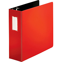 Business Source Slanted D-ring Binders 4" Binder Capacity - 3 Ring - Fastener: D-Ring - Pocket: 2, Internal - Chipboard, Polypropylene - Red - PVC-free, Non-stick, Label Holder, Gap-free Ring, Non-glare, Heavy Duty, Open and Closed Triggers, Du (BSN33120)