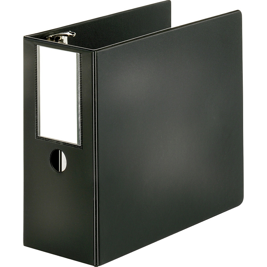 Business Source Slanted D-ring Binders 5" Binder Capacity - Letter - 8 1/2" x 11" Sheet Size - 3 Ring - Fastener: D-Ring - Pocket: 2, Internal - Chipboard, Polypropylene - Black - PVC-free, Non-stick, Spine Label, Gap-free Ring, Non-glare, Heav (BSN33121)