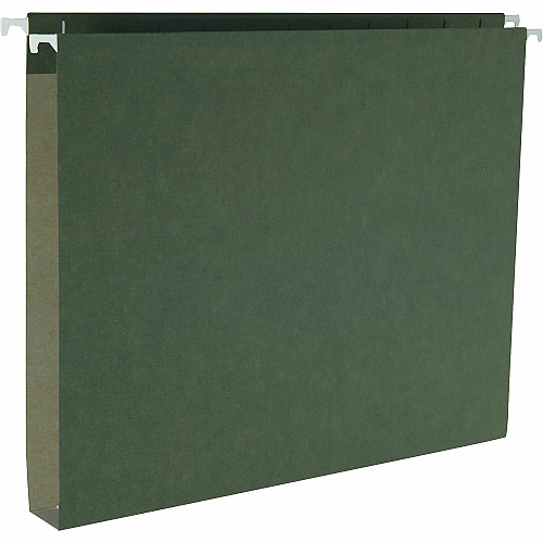 Business Source 1/5 Tab Cut Letter Recycled Hanging Folder 8 1/2" x 11" - Capacity1" Expansion - Standard Green - 10% Recycled - 25 / Box (BSN43850)