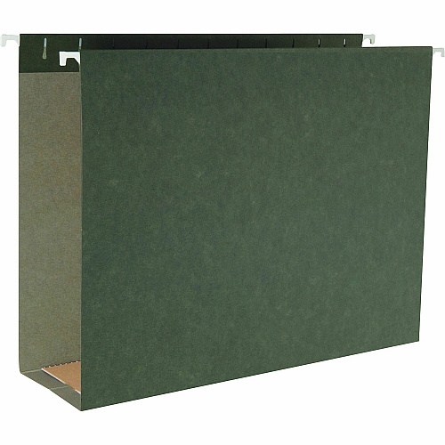 Business Source 1/5 Tab Cut Letter Recycled Hanging Folder 8 1/2" x 11" - Capacity3" Expansion - Standard Green - 10% Recycled - 25 / Box (BSN43852)