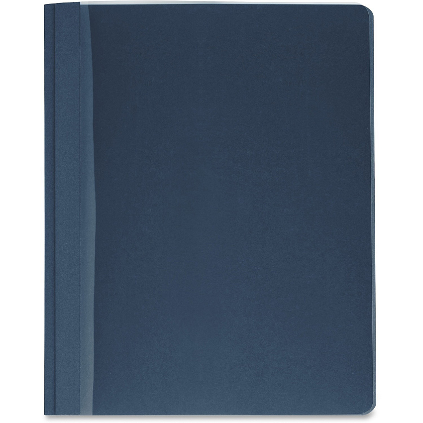 Business Source Letter Report Cover 8 1/2" x 11" - 100 Sheets Capacity - 3 x Prong Fastener - Clear, Dark Blue - Textured, Non-stick - 25 / Box (BSN78522)