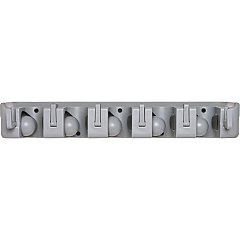 Genuine Joe Cleaning Tool Wall Organizer Rack 5 x Broom - 3.75" Height x 16.50" Width x 2.75" Depth - Handle, Hanging Hook, Sturdy - Gray - ABS Plastic - 1 Each (GJO12504)