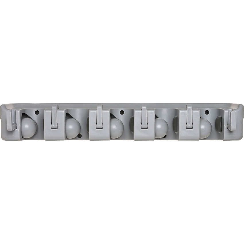 Genuine Joe Cleaning Tool Wall Organizer Rack 5 x Broom - 3.75" Height x 16.50" Width x 2.75" Depth - Handle, Hanging Hook, Sturdy - Gray - ABS Plastic - 1 Each (GJO12504)