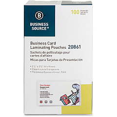 Business Source 5 mil Business Card Laminating Pouches Laminating Pouch/Sheet Size: 2.25" Width x 3.75" Length x 5 mil Thickness - for Business Card - Pre-trimmed, Moisture Resistant, Fade Resistant - Clear - 100 / Box (BSN20861) Business Source 5 mil Business Card Laminating Pouches Laminating Pouch/Sheet Size: 2.25" Width x 3.75" Length x 5 mil Thickness - for Business Card - Pre-trimmed, Moisture Resistant, Fade Resistant - Clear - 100 / Box (BSN20861)
