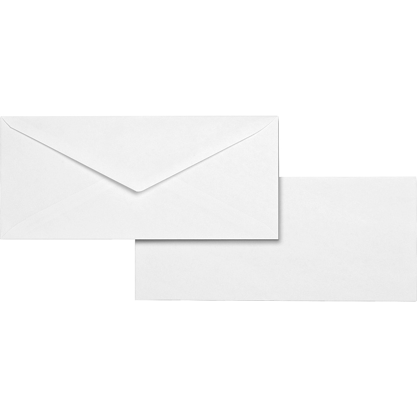 Business Source No. 10 White Wove V-Flap Business Envelopes Business - #10 - 9 1/2" Width x 4 1/8" Length - 24 lb - Gummed - White - Wove - 500 / Box (BSN04467)