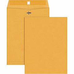 Quality Park 9 x 12 High Bulk Clasp Envelopes with Deeply Gummed Flaps Clasp - 9" Width x 12" Length - Gummed - Brown Kraft - Kraft - 100 / Box (37891)