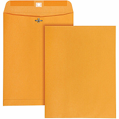 Quality Park 10 x 13 High Bulk Clasp Envelopes with Deeply Gummed Flaps Clasp - 10" Width x 13" Length - Gummed - Clear - Kraft - 100 / Box (37892)