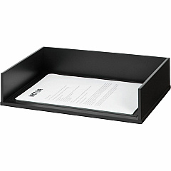 Victor Wood Stacking Letter Tray Desktop - Stackable, Durable, Rubber Feet, Sturdy - Matte Black - Black - Wood, Faux Leather - 1 Each (11545) Victor Wood Stacking Letter Tray Desktop - Stackable, Durable, Rubber Feet, Sturdy - Matte Black - Black - Wood, Faux Leather - 1 Each (11545)