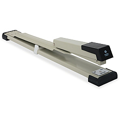 Business Source Long Reach Stapler Staples Upto 20 Sheet of 20lb Paper - Holds Upto 210 Staple - Full Strip - Staple Size: 0.25" - 12" Throat Depth - Putty, Gray, Black - 1 Each (BSN62827)