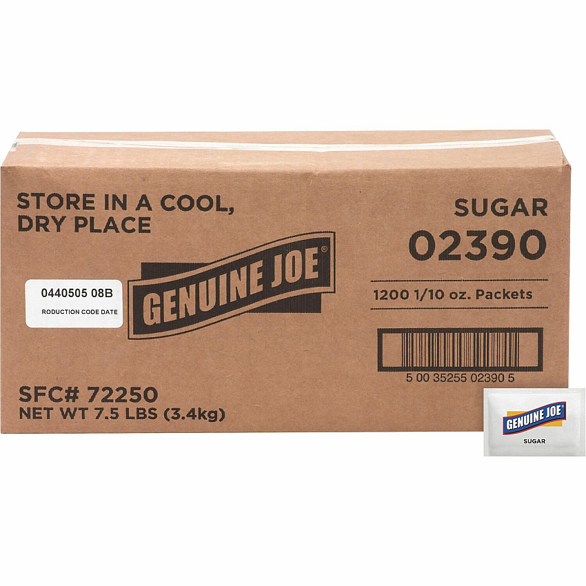 Genuine Joe Sugar Packets 0.099 oz (2.8 g) - 1200 / Box (GJO02390)
