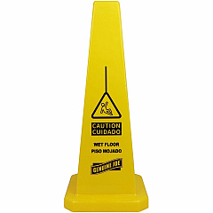 Genuine Joe Bright 4-sided Caution Safety Cone English, Spanish - 10" Width x 24" Height x 10" Depth - Cone Shape - Stackable - Industrial - Polypropylene - Yellow - 1 Each (GJO58880) Genuine Joe Bright 4-sided Caution Safety Cone English, Spanish - 10" Width x 24" Height x 10" Depth - Cone Shape - Stackable - Industrial - Polypropylene - Yellow - 1 Each (GJO58880)
