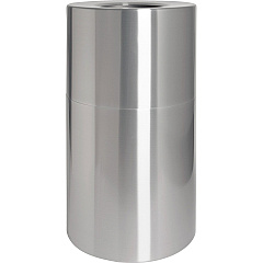 Genuine Joe Classic Cylinder 2-Piece Waste Receptacle 35 gal Capacity - Weather Resistant, Fire Proof, Leak Proof - 34" Height x 18" Diameter - Aluminum - Silver - 1 Each (GJO58893)