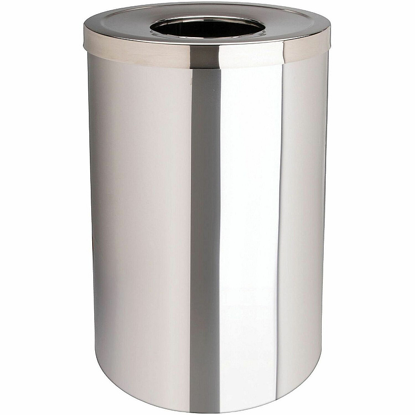 Genuine Joe 30 Gallon Stainless Steel Trash Receptacle 30 gal Capacity - Durable, Heavy Duty - 31.5" Height x 20" Diameter - Stainless Steel - Silver - 1 Each (GJO58895)