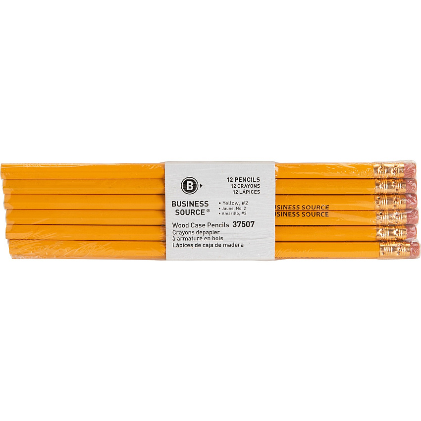 Business Source Woodcase No. 2 Pencils #2 - Yellow Wood Barrel - 12 / Dozen (BSN37507)