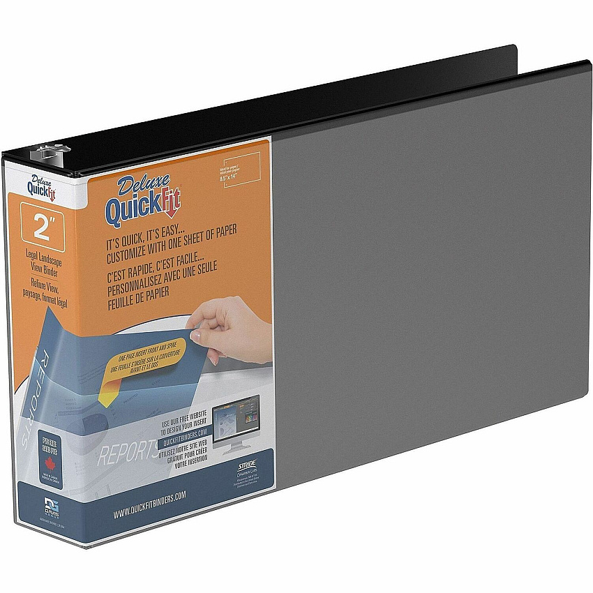 QuickFit 9500 Ring Binder 2" Binder Capacity - Legal - 8 1/2" x 14" Sheet Size - 400 Sheet Capacity - 3 x 2" Ring - Fastener: Round Ring - Pocket: 2, Internal - Polypropylene - Black - Recycled - Antimicrobial - 1 Each (95031L)