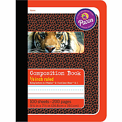 Pacon Primary Journal Dotted Midline Comp Book 100 Sheets - 0.63" Ruled - 7 1/2" x 9 3/4" Sheet Size - White Paper - Red Cover - 1 Each (2427)