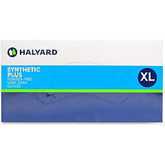 Halyard Synthetic Plus PF Vinyl Exam Gloves 9.50" Glove Length - Polymer Coating - X-Large Size - For Right/Left Hand - Clear - Latex-free, Non-sterile - 90 / Box (55034)