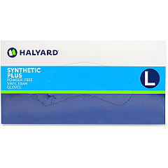 Halyard Synthetic Plus PF Vinyl Exam Gloves 9.50" Glove Length - Polymer Coating - Large Size - For Right/Left Hand - Clear - Latex-free, Non-sterile - 100 / Box (55033)
