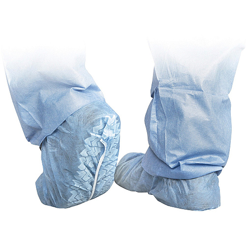 Medline Protective Shoe Covers Extra Large - Polypropylene - Blue - Fluid Resistant, Breathable, Latex-free, Non-skid - 100 / Box (CRI2003)
