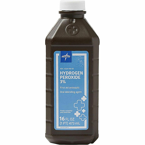 Medline 3 Percent USP Hydrogen Peroxide For Cut, Skin Abrasion, Burn - 16 fl oz - 1 Each (MDS098001Z)