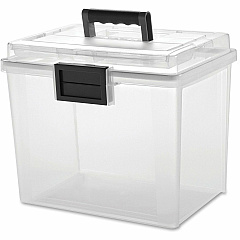 IRIS Weather Tight Portable File Box External Dimensions: 13.7" Length x 10.2" Width x 11.9" Height - 4.75 gal - Media Size Supported: Letter 8.50" x 11" - Latching Closure - Heavy Duty - Plastic - Clear, Gray - For Document, Pen/Pencil, Business (110350)