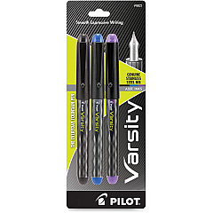 Pilot Varsity Disposable Fountain Pens Medium Pen Point - Black, Blue, Purple Ink - Black Barrel - 3 / Pack (90022) Pilot Varsity Disposable Fountain Pens Medium Pen Point - Black, Blue, Purple Ink - Black Barrel - 3 / Pack (90022)