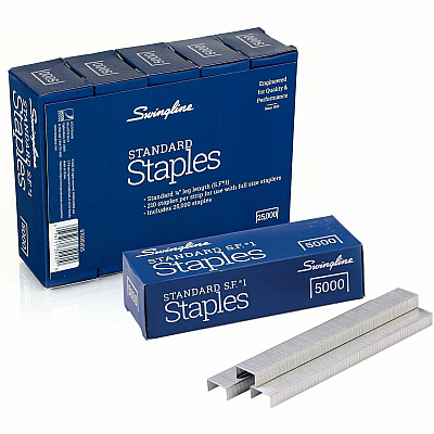 Swingline Staples Standard - 1/4" - for Paper - Chisel Point, Durable - 5000 Per Cartridge - 5000/Box - 5 / Pack (35101)