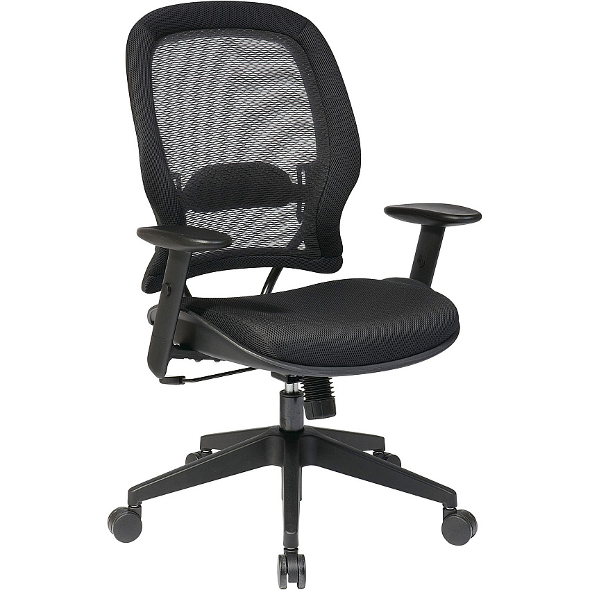Office Star AirGrid Back & Mesh Seat Managers Chair Black Seat Color - Black Back Color - High Back - 5-star Base - Armrest - 1 Each (5540)