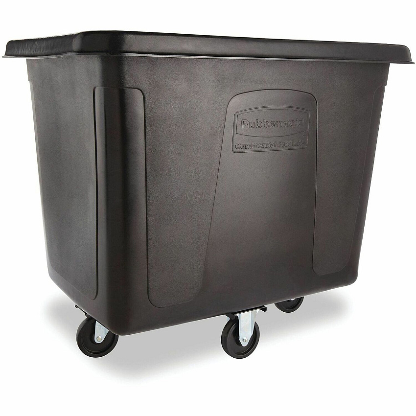 Rubbermaid Commercial Recycling Cube Truck 119.69 gal Capacity - Rectangular - 37" Height x 43.8" Width x 31" Depth - Medium Density Polyethylene (MDPE), Metal - Black - 1 Each (4616BLA)